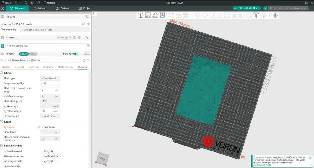 Model připravený k tisku v Orca Sliceru