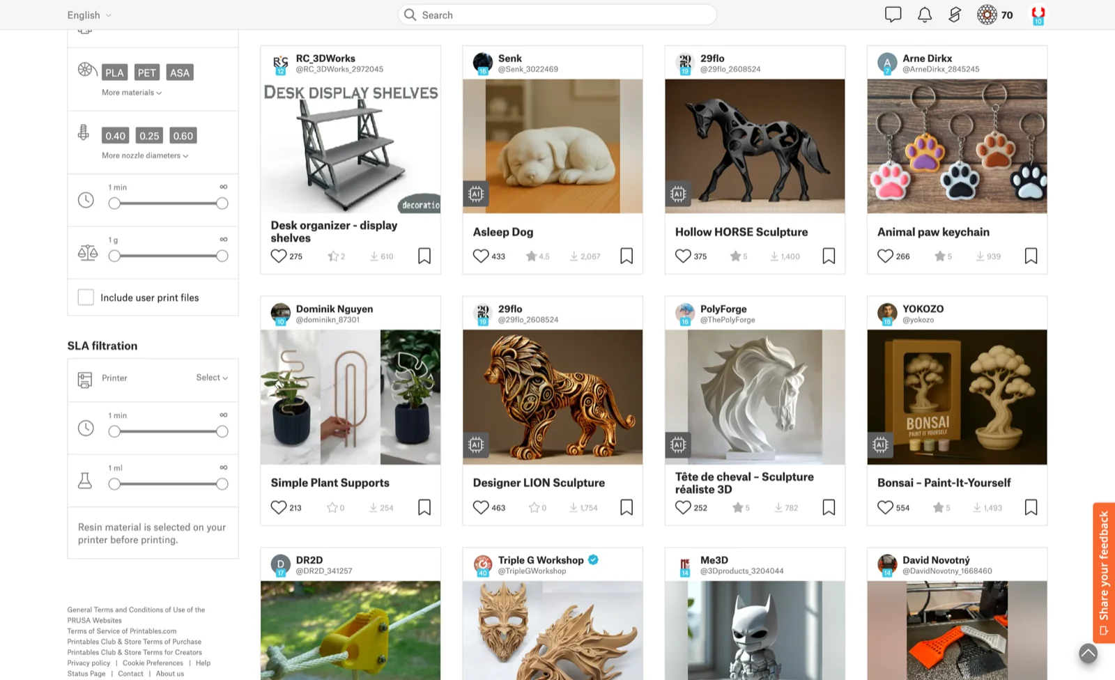 AI generované modely zveřejněné na Printables